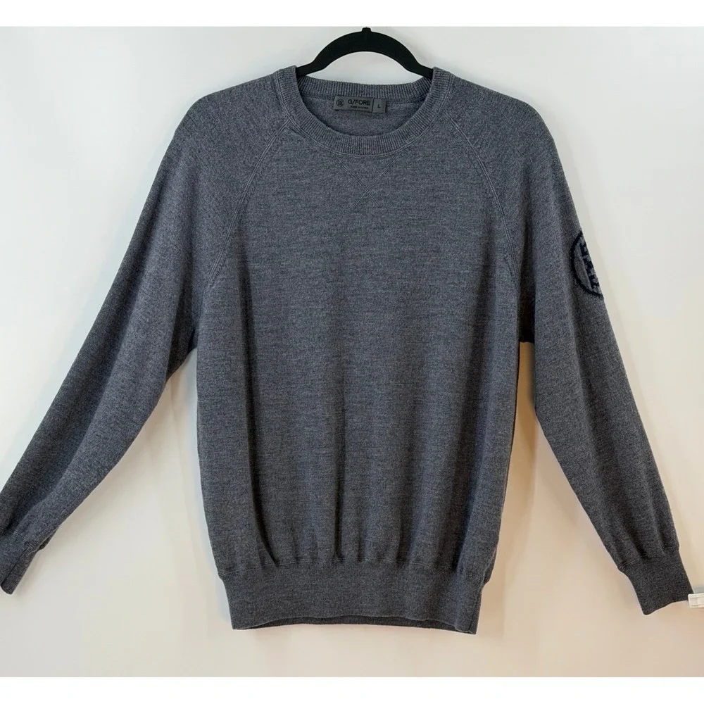 G/Fore Golfcore 100% Wool Crewneck Sweater Mens Large Gray Old Money Preppy